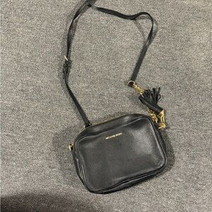Michael Kors Black Crossbody Bag with Gold Accents